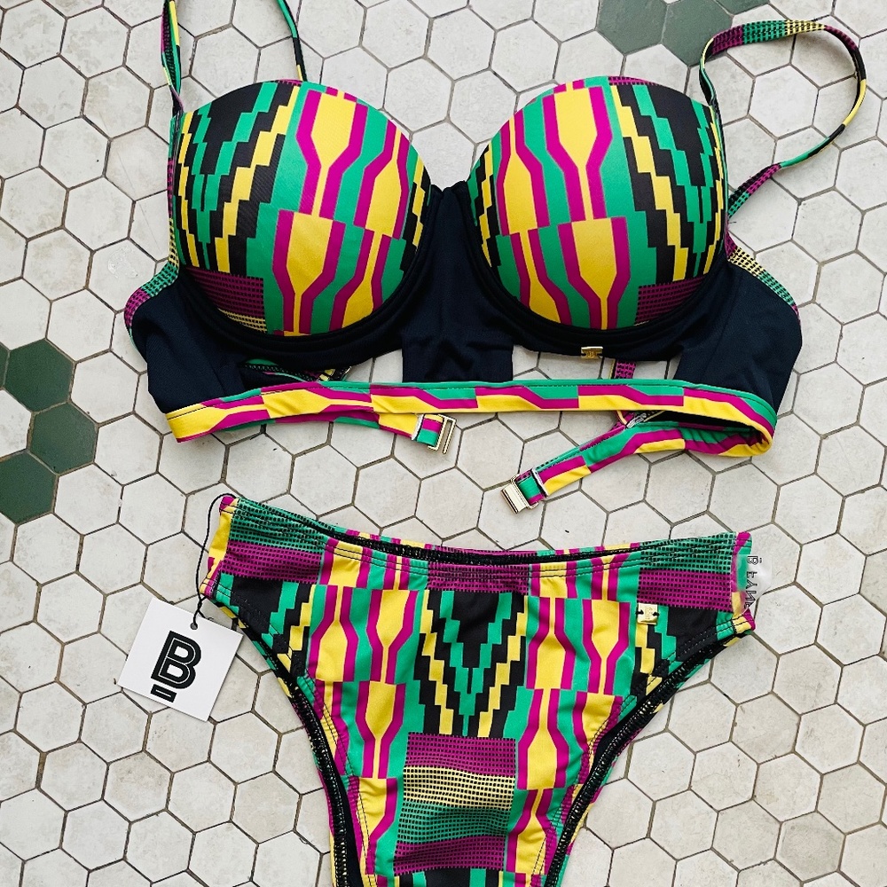 Bfyne SANA (Kente) Swim Two Piece Size Small
